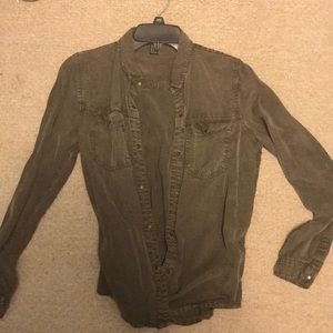 Olive green button up